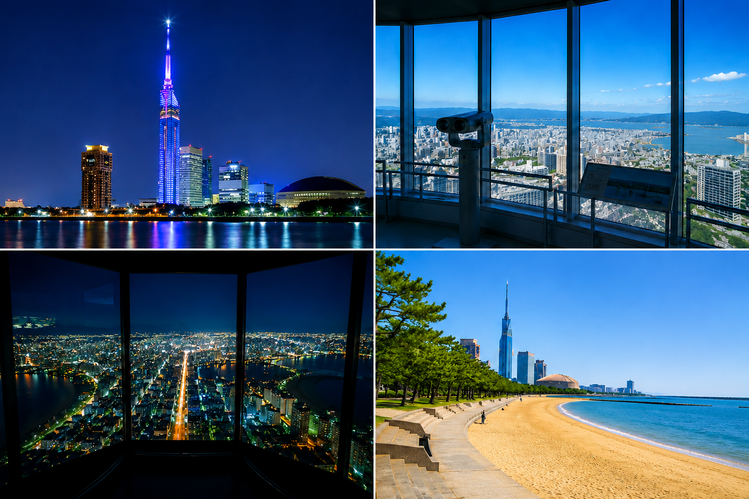 福岡タワーの夜景や展望室からの絶景、シーサイドももち海浜公園を紹介した福岡市の人気デートスポット