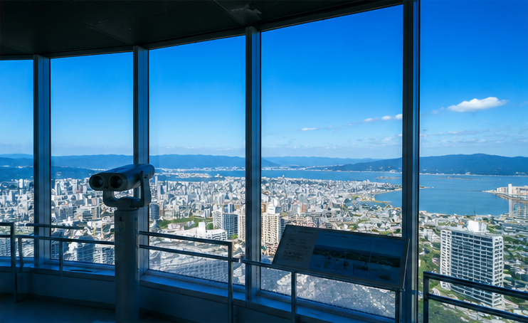 福岡タワー展望室から見た福岡市街