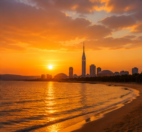 シーサイドももちの夕日