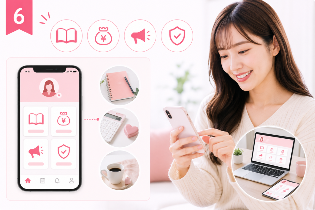 キャスト専用サイトでマニュアルや報酬確認ができるイメージ